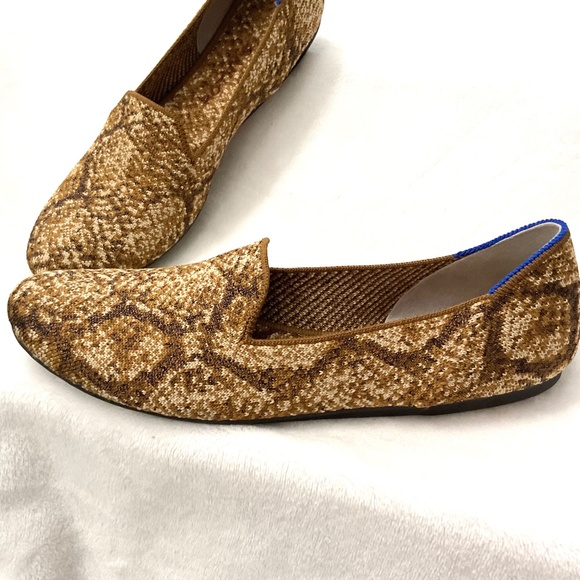 Rothy’s Slip On Ballet Comfort Loafers Bronze Metallic Python Flats Size 9 - Picture 4 of 16